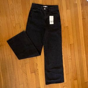 Zara black denim, wide leg jeans